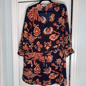 Glam Blue Sundress with Long Bell Sleeves and V-neck